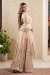Shop_Sonali Methi_Gold Tissue Embroidery V-neck Lehenga Set _at_Aza_Fashions