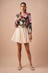 Shriya Som Multi Color Canvas Collared Floral Biker Jacket Online at Aza Fashions Shriya Som_Multi Color Canvas Collared Floral Biker Jacket _Online_at_Aza_Fashions