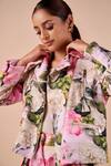 Buy_Shriya Som_Multi Color Cotton Floral Smudge Bermuda Shorts _Online_at_Aza_Fashions