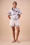 Buy_Shriya Som_White Organza Orchid Print Designer Shorts _at_Aza_Fashions