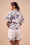 Shop_Shriya Som_White Organza Orchid Print Designer Shorts _at_Aza_Fashions