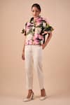 Buy_Shriya Som_White Cotton Floral Print Straight Pant _at_Aza_Fashions
