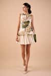 Buy_Shriya Som_Ivory Cotton Circle Pleated Short Skirt _at_Aza_Fashions
