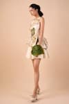 Shop_Shriya Som_Ivory Cotton Circle Pleated Short Skirt _at_Aza_Fashions
