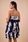Shop_Shriya Som_Blue Silk Halter Neck Orchid Printed Ruffle Dress _at_Aza_Fashions