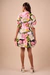 Shop_Shriya Som_Multi Color Cotton Collared Floral Smudge Mini Shirt Dress _at_Aza_Fashions
