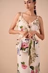 Buy_Shriya Som_Multi Color Crepe V-neck Floral Ruffle Slip Dress _Online_at_Aza_Fashions
