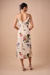 Shop_Shriya Som_Multi Color Crepe V-neck Floral Ruffle Slip Dress _at_Aza_Fashions