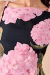 Shriya Som_Blue Canvas Square Neck Hydrangea Print Dress _Online_at_Aza_Fashions
