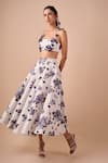 Shriya Som_Blue Cotton Fabric Flowers Bandeau Neck Orchid Top _Online_at_Aza_Fashions
