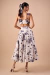 Shop_Shriya Som_Blue Cotton Fabric Flowers Bandeau Neck Orchid Top _at_Aza_Fashions
