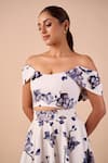 Buy_Shriya Som_Blue Cotton Embroidery Off-shoulder Orchid Off Top _at_Aza_Fashions
