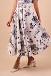 Shriya Som_White Cotton Embroidery Orchid Print Skirt _Online_at_Aza_Fashions