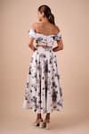 Shop_Shriya Som_White Cotton Embroidery Orchid Print Skirt _at_Aza_Fashions