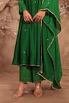 Label Niti Bothra_Green Silk Zari Collared Zardosi Embroidered Kurta Set _Online_at_Aza_Fashions