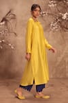 Label Niti Bothra_Yellow Silk Zari Collared Chiniya Kurta Set _at_Aza_Fashions