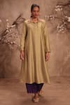 Buy_Label Niti Bothra_Green Silk Embroidery Collared Light Kurta Set _at_Aza_Fashions