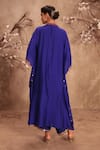 Shop_Label Niti Bothra_Blue Silk Zari, Mirrors, Gota Patti V-neck Embroidered Kaftan Set _at_Aza_Fashions
