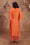 Shop_Label Niti Bothra_Orange Silk Zari, Mirrors, Gota Patti Round Neck Embroidered Kaftan And Pant Set _Online_at_Aza_Fashions