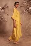 Buy_Label Niti Bothra_Yellow Silk Zari, Gota Patti V-neck Embroidered Kaftan Set _Online_at_Aza_Fashions