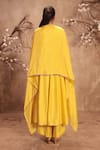 Shop_Label Niti Bothra_Yellow Silk Gota Patti, Pearls, Embroidery Round Neck Mirror Kalidar Set _at_Aza_Fashions