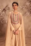 Buy_Label Niti Bothra_Ivory Silk Mirrors, Zari, Embroidery, Gota Patti Round Neck Kalidar Set 