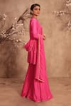 Buy_Label Niti Bothra_Pink Chinon, Silk Mirrors, Zari Round Neck Embroidered Hot Sharara Set _Online_at_Aza_Fashions