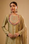Buy_Label Niti Bothra_Green Silk Embroidery, Gota Patti, Zari Round Neck Light Sharara Set _Online_at_Aza_Fashions