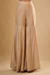 Label Niti Bothra_Ivory Silk, Chinon Zari, Embroidery, Tassels, Gota Patti Round Neck Sharara Set _Online_at_Aza_Fashions