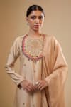 Buy_Label Niti Bothra_Ivory Silk, Chinon Zari, Embroidery, Tassels, Gota Patti Round Neck Sharara Set _Online_at_Aza_Fashions