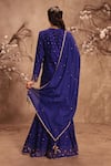 Shop_Label Niti Bothra_Blue Silk Mirrors, Tassels, Zari Round Neck Embroidered Sharara Set _at_Aza_Fashions