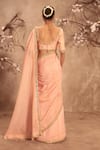 Shop_Label Niti Bothra_Pink Tissue Mirrors, Zari Round Neck Light Zardosi Embroidered Saree Set _at_Aza_Fashions