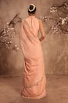 Shop_Label Niti Bothra_Pink Tissue Choker Neck Embroidered Light Saree Set _at_Aza_Fashions