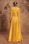 Shop_Label Niti Bothra_Yellow Silk Mirrors, Zari V-neck Heavily Embroidered Lehenga Set _at_Aza_Fashions