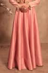 Label Niti Bothra_Pink Silk Pearls, Mirrors Open , Scoop Embroidered Light Lehenga Set _Online_at_Aza_Fashions
