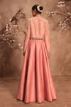 Shop_Label Niti Bothra_Pink Silk Pearls, Mirrors Open , Scoop Embroidered Light Lehenga Set _at_Aza_Fashions