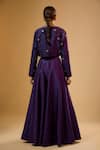 Shop_Label Niti Bothra_Purple Silk Zari, Mirrors V-, Scoop Embroidered Lehenga Set _at_Aza_Fashions