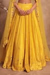 Label Niti Bothra_Yellow Silk, Organza Zari, Mirrors, Tassels Zardosi Embroidered Lehenga Set _Online_at_Aza_Fashions