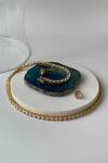 Shop_Studio6 Jewels_Gold Plated Necklace And Earring Set _at_Aza_Fashions