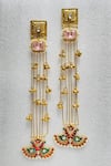 Shop_Studio6 Jewels_Pink Stones Gold Plated Earrings _at_Aza_Fashions