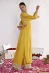 Shop_Amrta By Guneet Kondal_Yellow Silk, Chanderi, Viscose, Shantoon Embroidery Adda Work Kurta And Pant Set _Online_at_Aza_Fashions