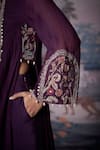 Shop_Amrta By Guneet Kondal_Purple Silk, Chanderi, Viscose Embroidery, Beads Round Neck Kurta Set _Online_at_Aza_Fashions