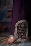 Amrta By Guneet Kondal_Purple Silk, Chanderi, Viscose Embroidery, Beads Round Neck Kurta Set _at_Aza_Fashions