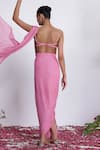 Shop_Amrta By Guneet Kondal_Pink Georgette, Shantoon, Viscose Sequins, Adda Work Pre-draped Saree And Corset _at_Aza_Fashions