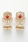 Shop_Dugran By Dugristyle_Gold Plated Embellished Jhumki Earrings _at_Aza_Fashions