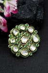 Buy_Dugran By Dugristyle_Green Kundan Gold-plated Ring _at_Aza_Fashions