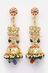 Buy_Dugran By Dugristyle_Multi Color Beads, Stones, Pearls Ruby Blaze Jhumka Earrings _Online_at_Aza_Fashions