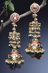 Shop_Dugran By Dugristyle_Multi Color Beads, Stones, Pearls Ruby Blaze Jhumka Earrings _at_Aza_Fashions
