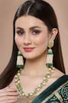 Shop_Dugran By Dugristyle_Multi Color Beads, Pearls Gold-plated Opal Jhumka Earrings _at_Aza_Fashions