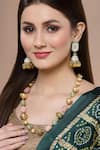 Shop_Dugran By Dugristyle_Gold Plated Crystals, Beads Blaze Jhumka Earrings _at_Aza_Fashions